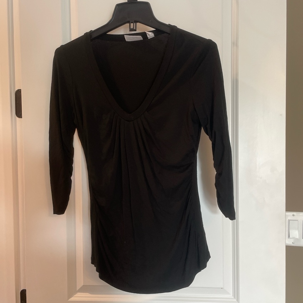 New York & Company Black Ruched Blouse